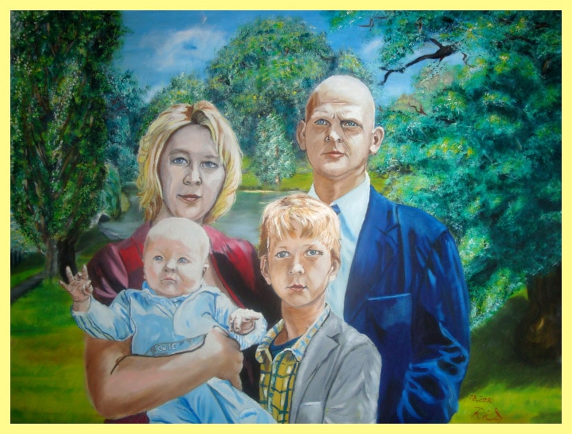 Familienporträt im Lenne Park in Criewen - Portrait von Petra Rick 2010 - Oel